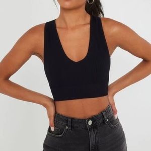 3/$20 Garage Stella Seamless Plunge Crop Tank Top